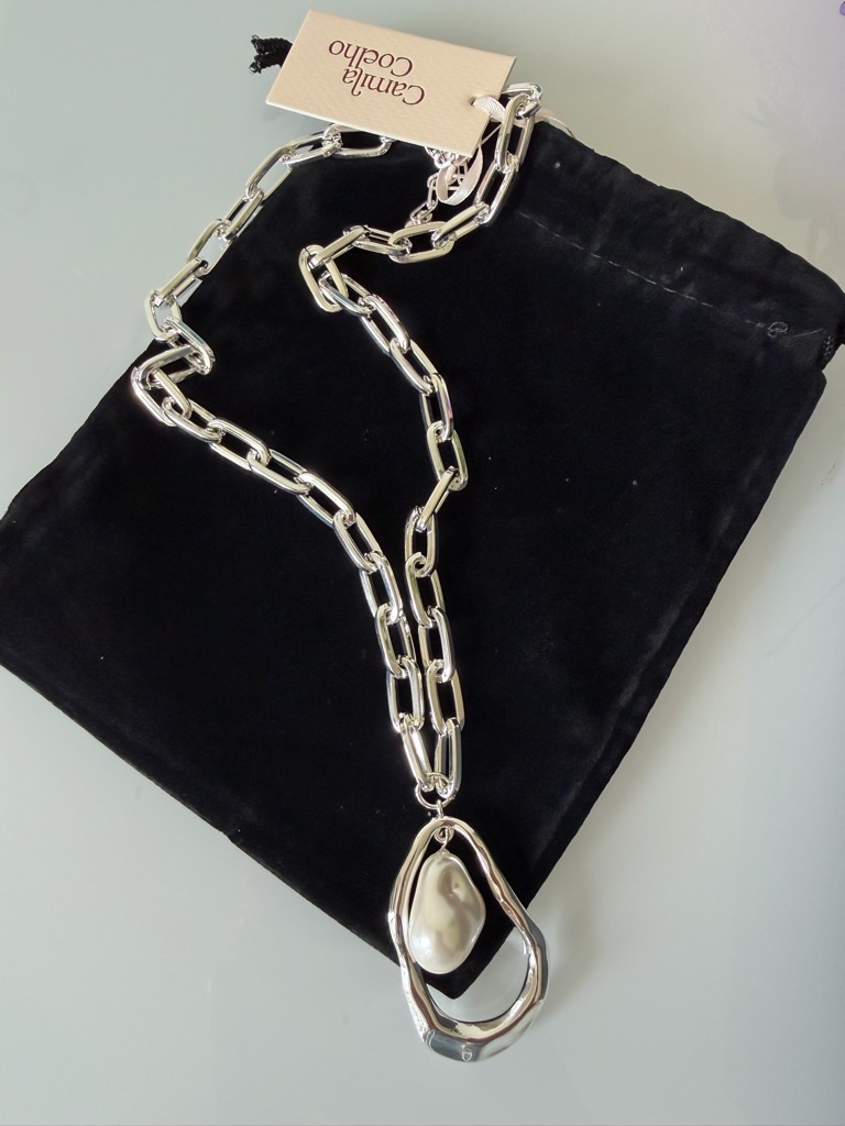 Camila Coelho Silver Chain Necklace With Pearl Pendant 60$